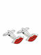 Senza Lips Silver Cufflinks in Red Color