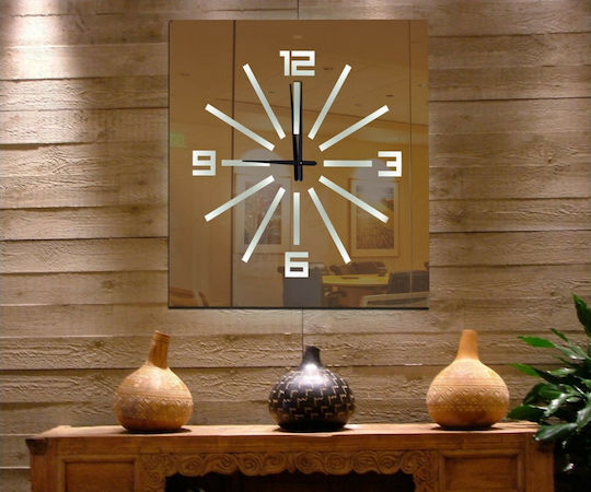 Ploumatos Wall Clock Mirror Silver Ø105cm
