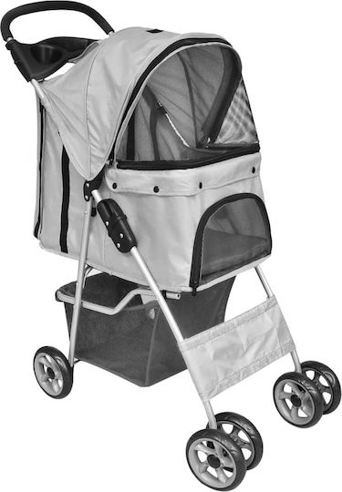 vidaXL Dog/Cat Carrying Gray Stroller for 15kg Pets L37xW80xH99cm