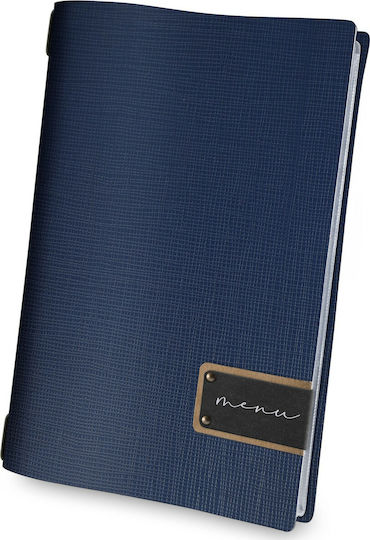 DAG Style Menu Holder Leather in Blue Colour 21x29.7 cm Set 18 Pieces A4 Patch Label