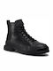 Camper Pix Men's Leather Military Boots Black