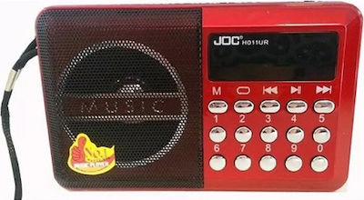 Joc H011UR Mini Radio Rechargeable with USB Red