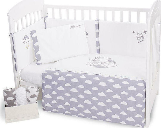 Kikka Boo Baby Crib Bedding Set Little Angel Clouds 6pcs Gray Kikka Boo Baby Crib Bedding Set Little Angel Clouds 6pcs Gray