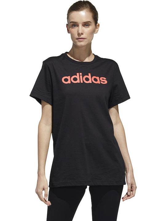 Adidas Damen Sportlich Baumwolle Bluse Kurzärmelig Schwarz