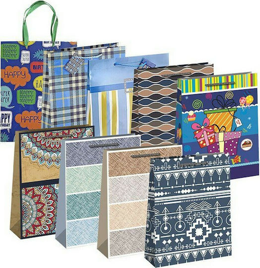 Justnote Paper Christmas Gift Bag 26x12x33cm 12 Pieces (Miscellaneous Designs/Colours)