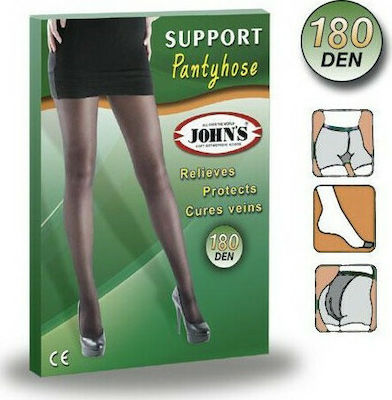 Johns Graduated Compression Pantyhose 180 Den Nero