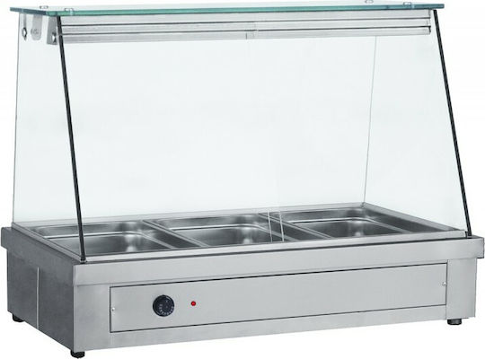 Bambas Frost Показвач за загряване на продукти Бен Мари с 3 места за гастрономски контейнери и мощност 1500W Ш106 x Д70 x В77 см.