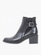 Women's Leather Medium Heel Chelsea Boots Black