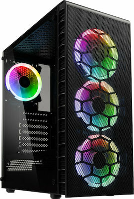 Kolink Observatory Lite Mesh Gaming Midi Tower Κουτί Υπολογιστή με Πλαϊνό Παράθυρο και RGB Φωτισμό Μαύρο