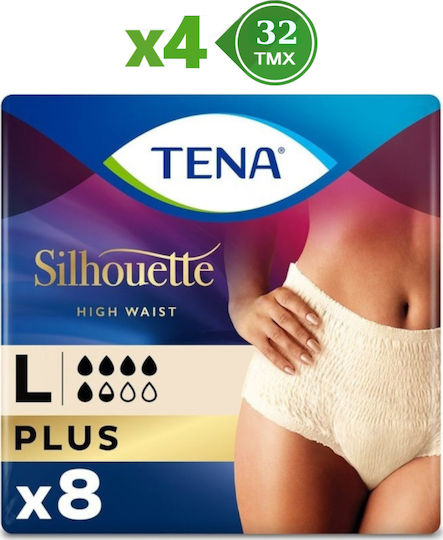 Tena Silhouette High Waist Plus Incontinence Underwear Large Beige 4x8pcs