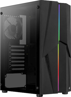 Aerocool Mecha v1 Gaming Midi Tower Κουτί Υπολογιστή με Πλαϊνό Παράθυρο και RGB Φωτισμό Μαύρο