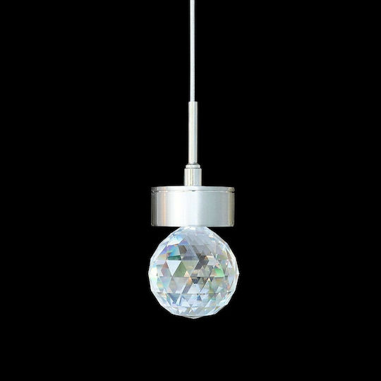 DITS Lighting Acc Swarovski Crystal Elements Κρεμαστό Φωτιστικό Ασημί με Κρύσταλλα