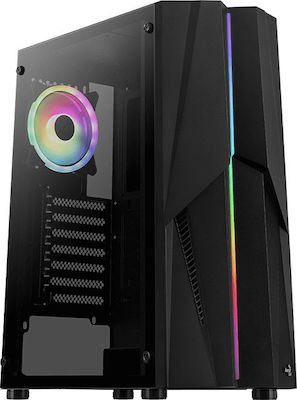 Aerocool Mecha ARGB Gaming Midi Tower Κουτί Υπολογιστή με Πλαϊνό Παράθυρο Μαύρο