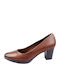 Jana Anatomic Leather Tabac Brown Heels