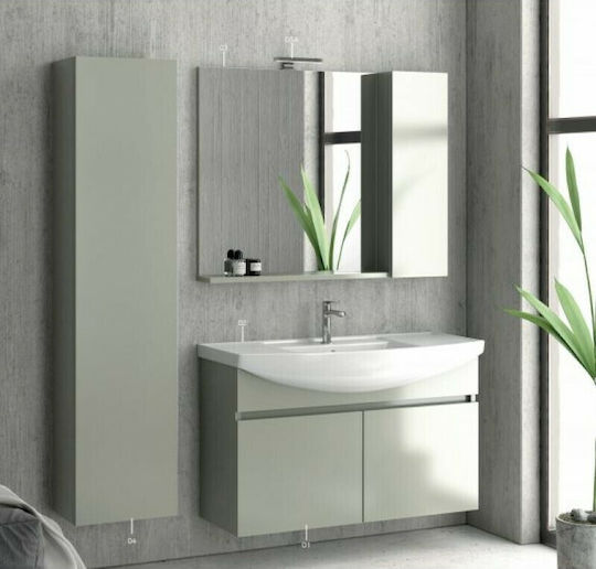Karag Biana 100 Πάγκος με Νιπτήρα Μελαμίνη Μ99xΒ35xΥ67cm Πράσινος