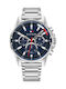Tommy Hilfiger Mason Ανδρικό Ρολόι 45mm Μπαταρίας με Ασημί Μεταλλικό Μπρασελέ