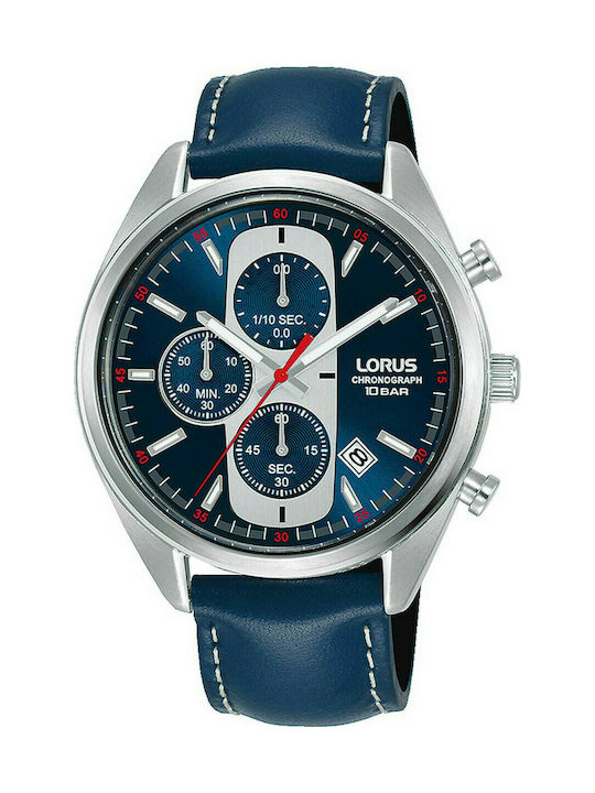 Lorus Watch Chronograph Battery with Blue Leather Strap RM361GX9