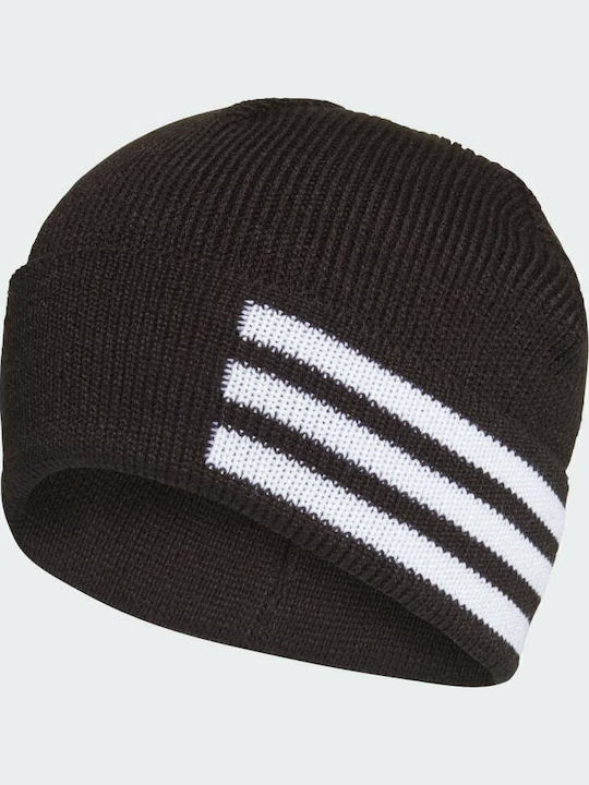 3-Stripes Beanie Unisex Σκούφος Πλεκτός σε Μαύρο χρώμα