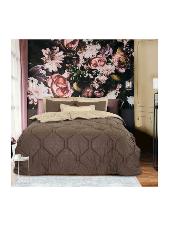 Das Home Σετ Πάπλωμα Μονό με Γέμιση Microfiber 160x240εκ. 4688 Μπεζ 4τμχ 11 togs