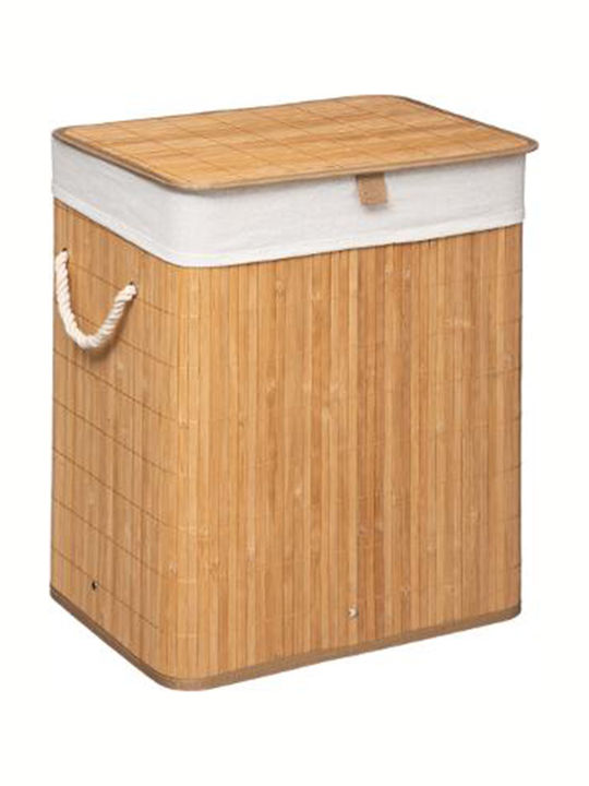 Pakketo Natural Wäschekorb aus Bamboo mit Deckel 40x30x50cm Braun