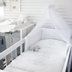 Baby Oliver Baby Crib Bedding Set Silver Moon Des. 609 3pcs White