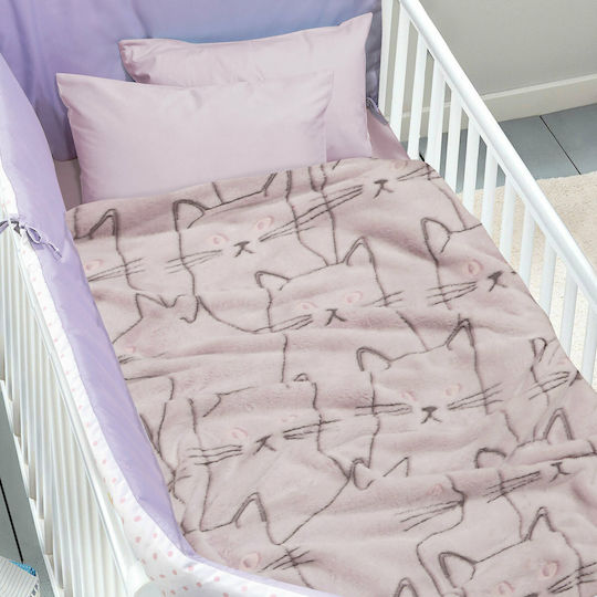 Das Home Κουβέρτα Κούνιας Fleece Ροζ 110x150εκ.