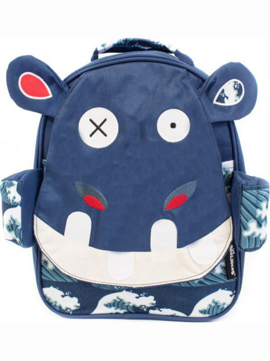 Les Deglingos Small Hippipos Hippo School Bag Backpack Kindergarten in Blue color