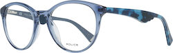 Police Plastic Eyeglass Frame Butterfly Blue VPL764 0955