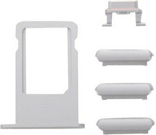 Πλαϊνά Πλήκτρα και Βάση Sim Ασημί για iPhone 6s