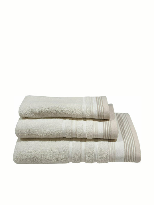Le Blanc Facecloth Satin Stripe 50x90cm Sand We...