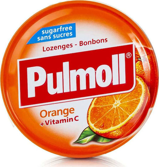 Pulmoll Vitamin C Παστίλιες για Ξηρό και Παραγωγικό Βήχα Χωρίς Ζάχαρη & Γλουτένη Πορτοκάλι 45gr