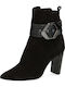 Suede Women's Ankle Boots with High Heel Black