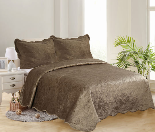 Silk Fashion Λαχούρι Σετ Κουβερλί Υπέρδιπλο Smoke 220x240cm 3τμχ