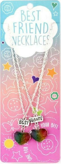 Gama Brands Best Friends Necklaces Multi Colour Split Heart Παιχνίδι Κόσμημα