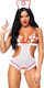 Leg Avenue Nurse Open Crotchless Teddy White