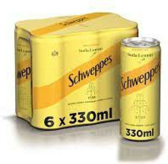 Schweppes Безалкохолна напитка Лимон с Газировка, Без Захар в Кутия 6x330мл