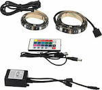 Αδιάβροχη Ταινία LED Τροφοδοσίας USB (5V) RGB Μήκους 2x50cm και 30 LED ανά Μέτρο Σετ με Τηλεχειριστήριο και Τροφοδοτικό Τύπου SMD5050
