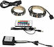 Waterproof LED Strip Power Supply USB (5V) RGB Length 2x50cm and 30 LEDs per Meter Set with Remote Control and Power Supply SMD5050