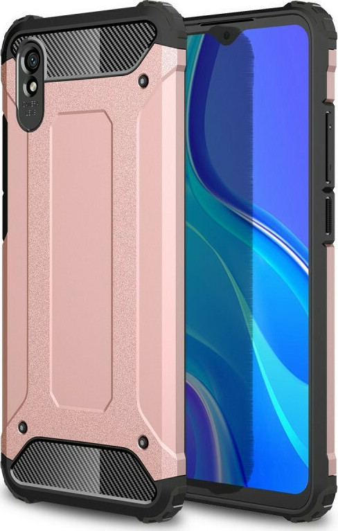 Θήκη Xiaomi Redmi 9a Oem Armor Guard Hybrid Πλάτη από σκληρό πλαστικό και Tpu ροζ χρυσό Skroutzgr 9052