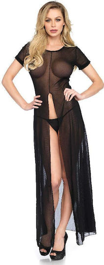 Leg Avenue High Slit Gown with String - Black