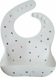Mushie Letters Waterproof Bib Silicone with Button & Pocket White