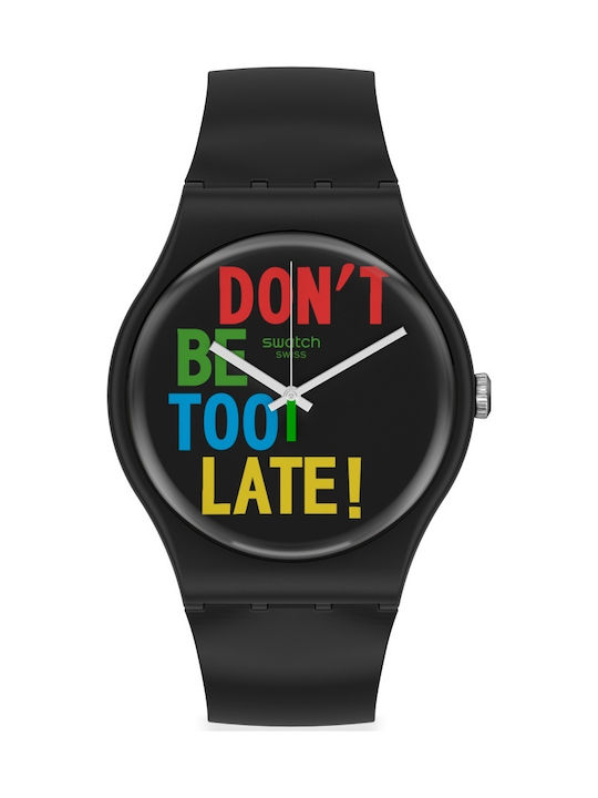 Swatch Time for Time Uhr mit Schwarz Kautschukarmband
