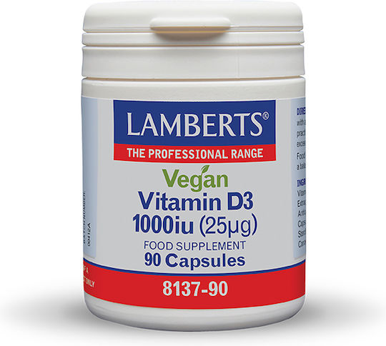 Lamberts Vegan Vitamin D3 Βιταμίνη για Ενίσχυση του Ανοσοποιητικού & την Υγεία των Οστών 1000iu 90 κάψουλες
