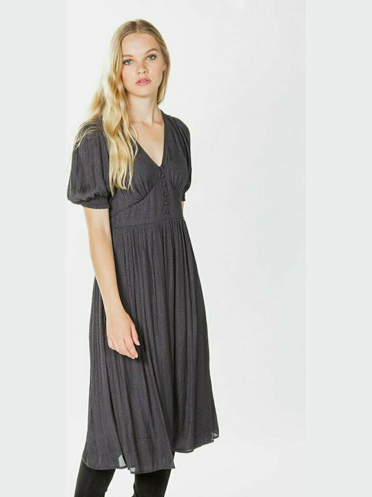 Superdry Sandie Vintage Midi Shirt Dress Dress with Slit Gray