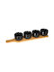 Porcelain Dessert Divided Serving Tray with 4 Slots Black 41x7.8x7.8cm 5pcs