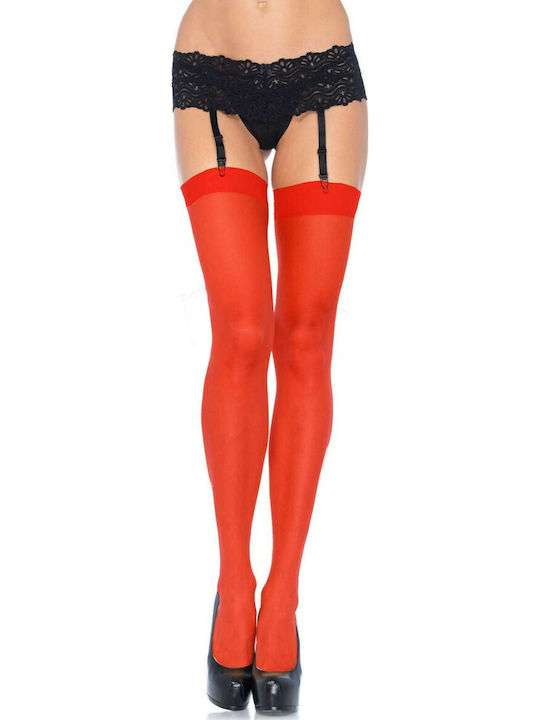 Leg Avenue 1001Q Sheer Stockings Plus Size Sexy Κάλτσες Κόκκινες
