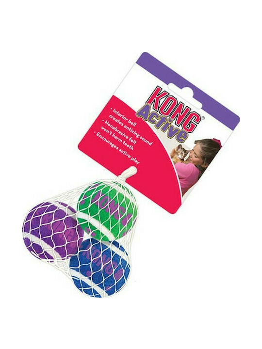 Kong Active Cat Toy Tennis Balls With Bells