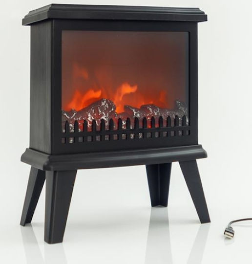 Eurolamp Dekorative Lampe Kamin Schwarz