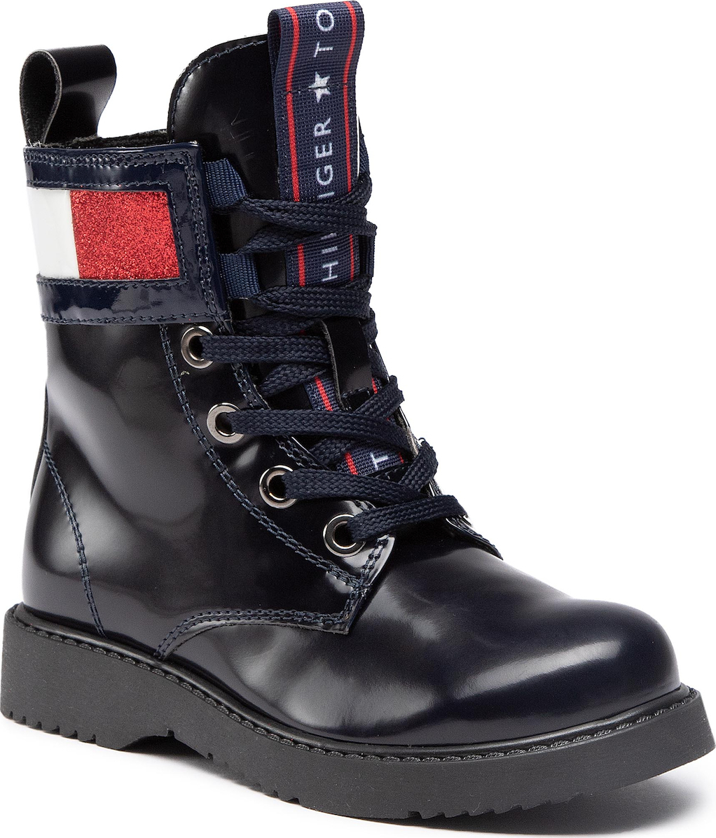 tommy hilfiger buckle lace up boot schnürstiefelette