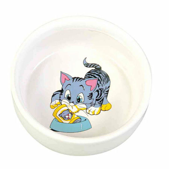 Trixie Kitty Керамика Купа Храна & Вода за Куче & Котка 2x 300мл 11см в Бял Цвят